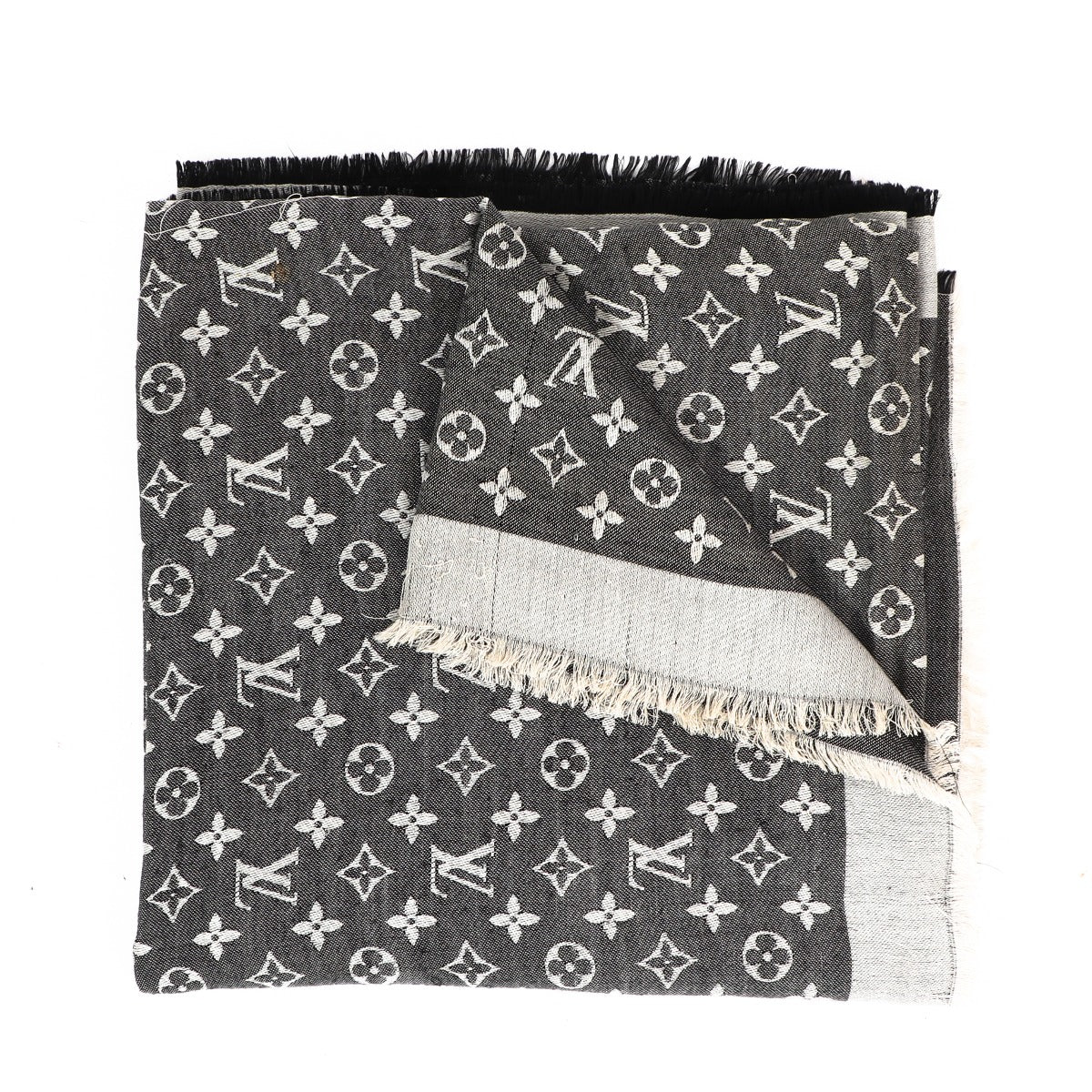 Louis Vuitton Grey Monogram Shawl Scarf