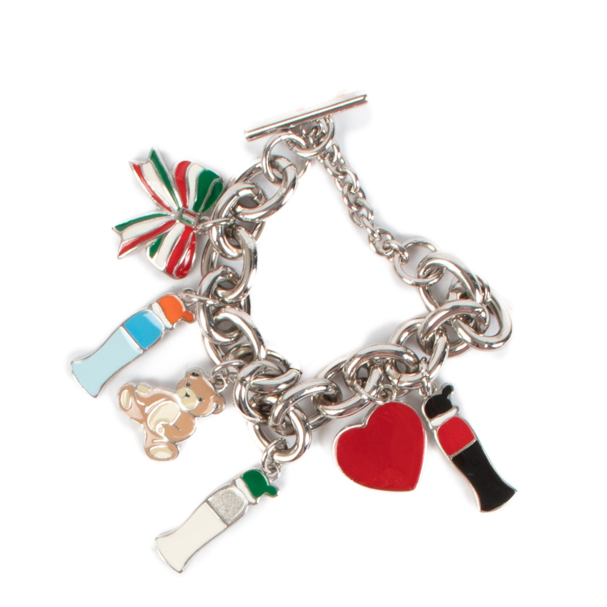 Moschino Silver Charm Pendant Bracelet