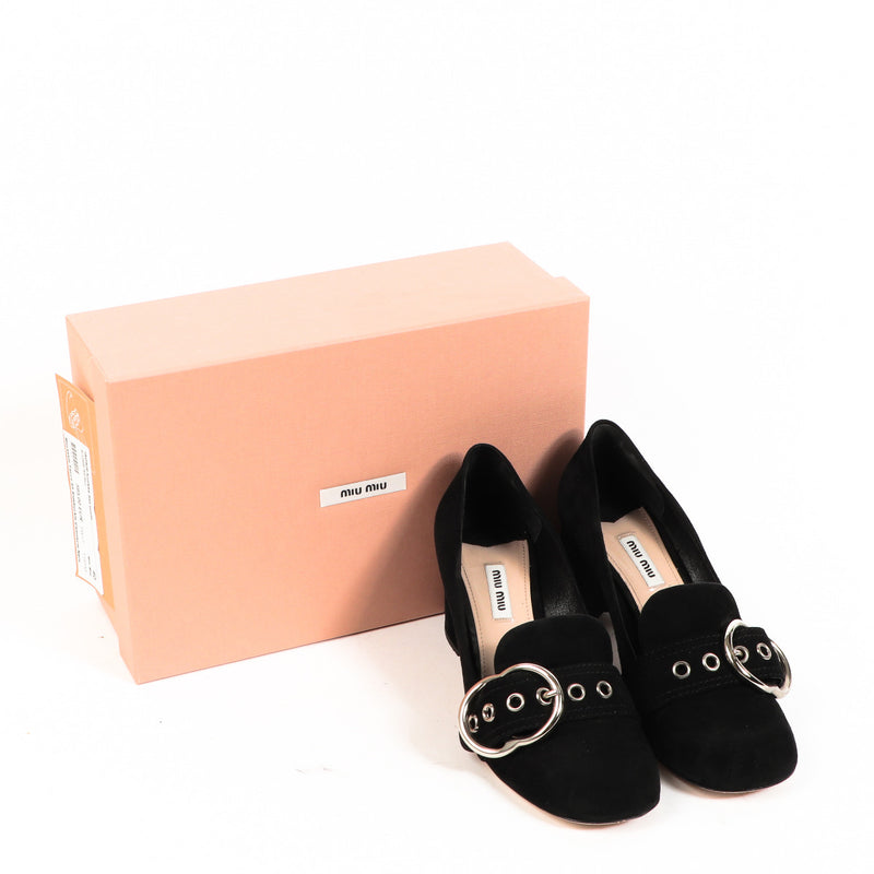 Miu Miu Black Suede Block Heels - size 40