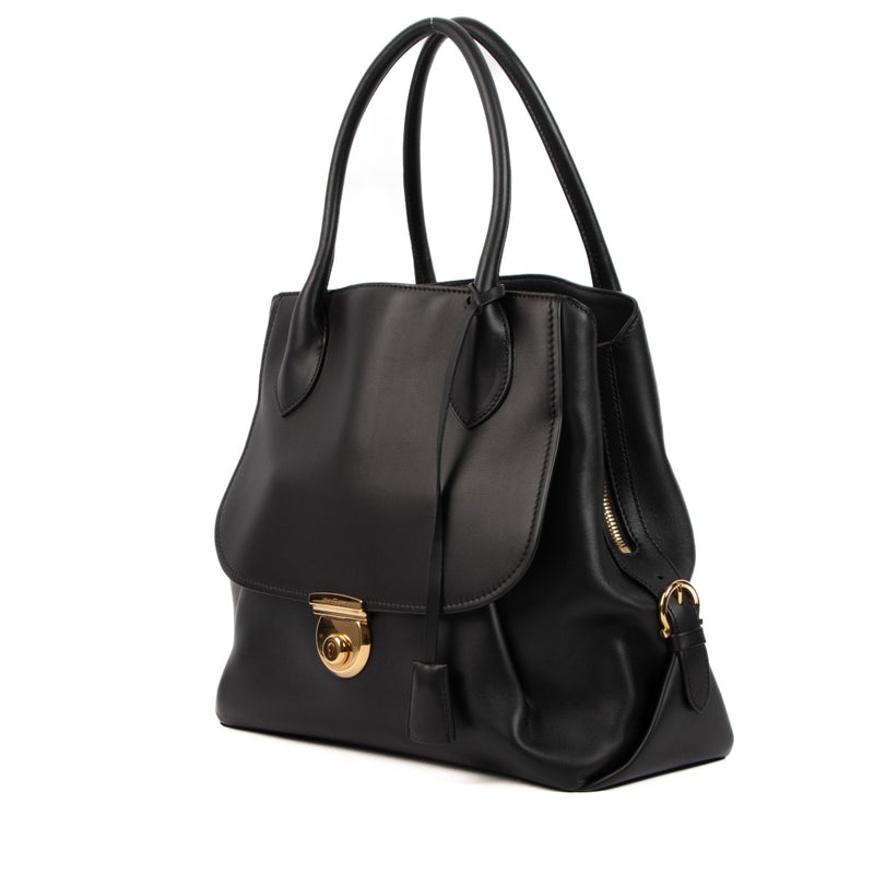 Shop 100% authentic second-hand Ferragamo Black Fiamma North South Bag on Labellov.com