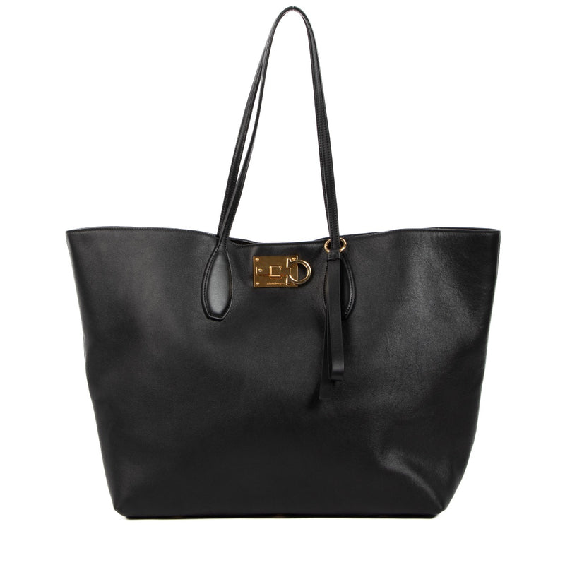 Shop 100% authentic second-hand Ferragamo Black Gancini Tote Bag on Labellov.com