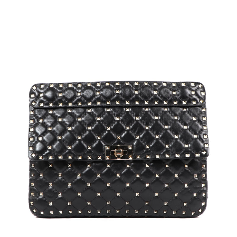 Valentino Garavani Black Large Rockstud Spike Nappa Bag