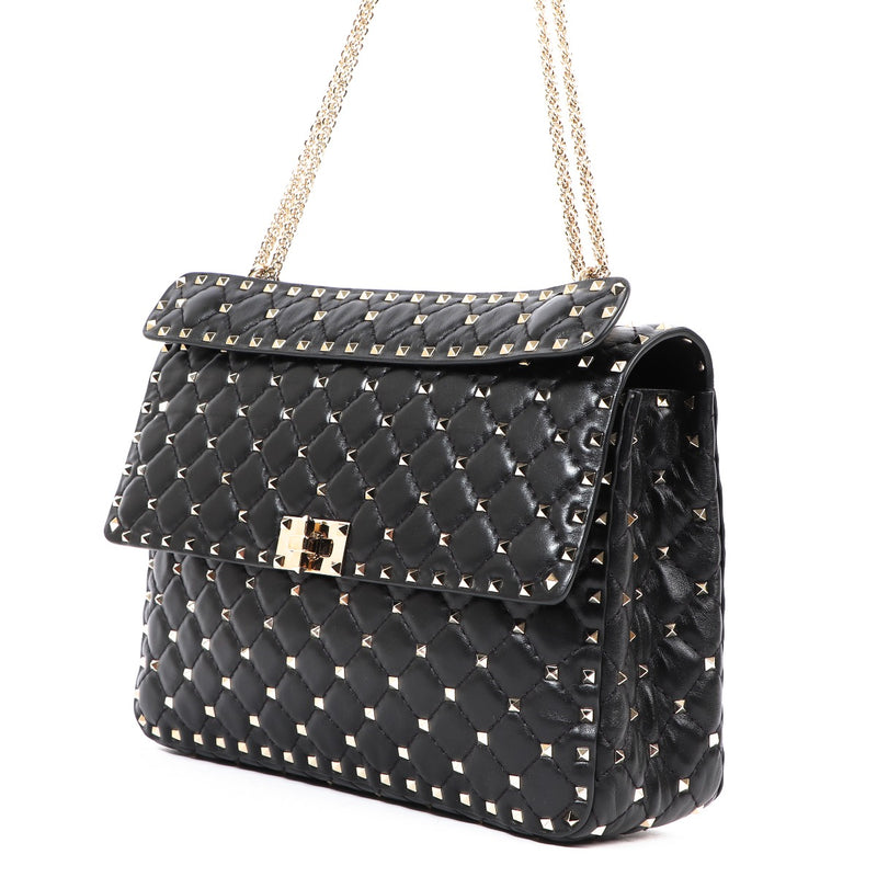 Buy an authentic second-hand Valentino Garavani Black Rockstud Leather Spike Crossbody Bag in very good condition at Labellov in Antwerp.