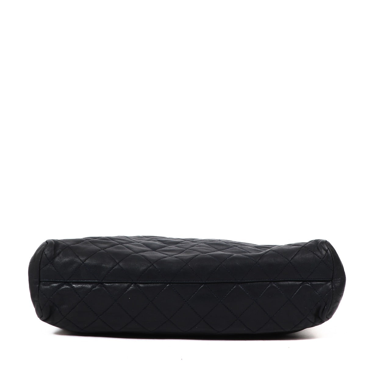 Sac fourre-tout Chanel vintage en cuir d'agneau matelassé bleu marine avec CC - petit modèle
