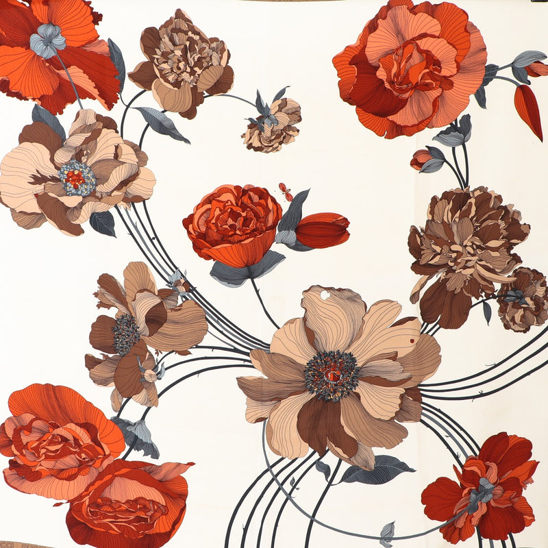 Gucci Vintage Peony Silk Logo Scarf