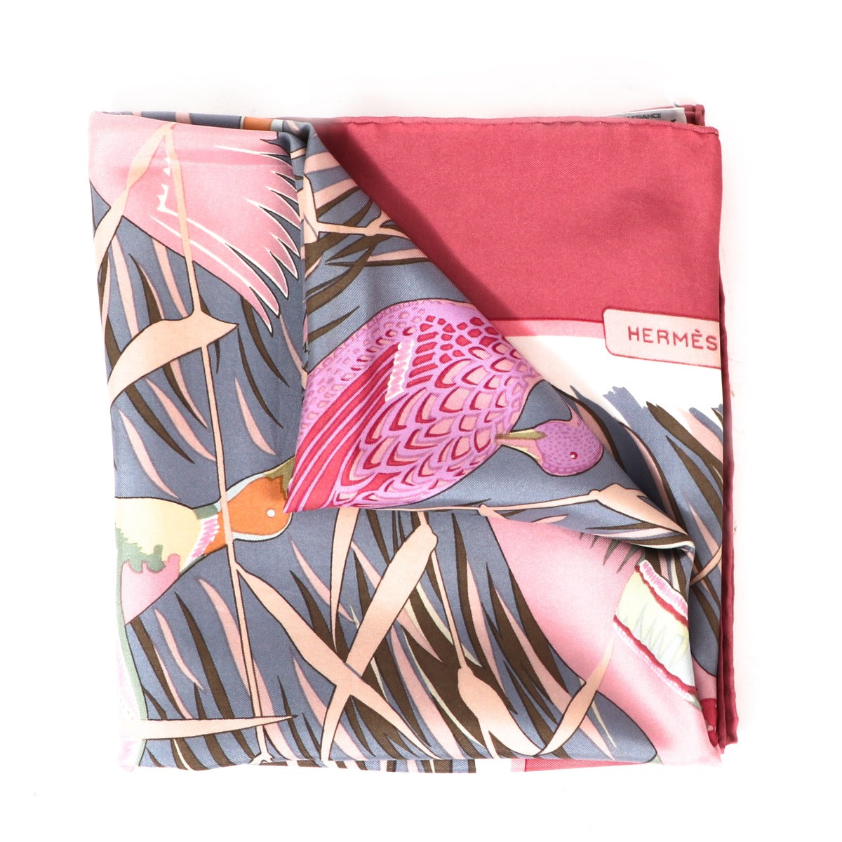 Hermès Pink Cols Verts Silk 90 Scarf