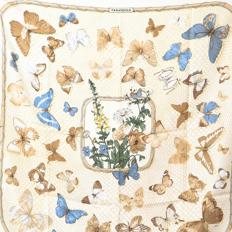 Hermès Beige Frandole Silk 90 Scarf