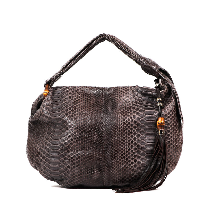 Buy an authentic second-hand Gucci Python Bamboo Shoulder Bag in very good condition at Labellov in Antwerp.