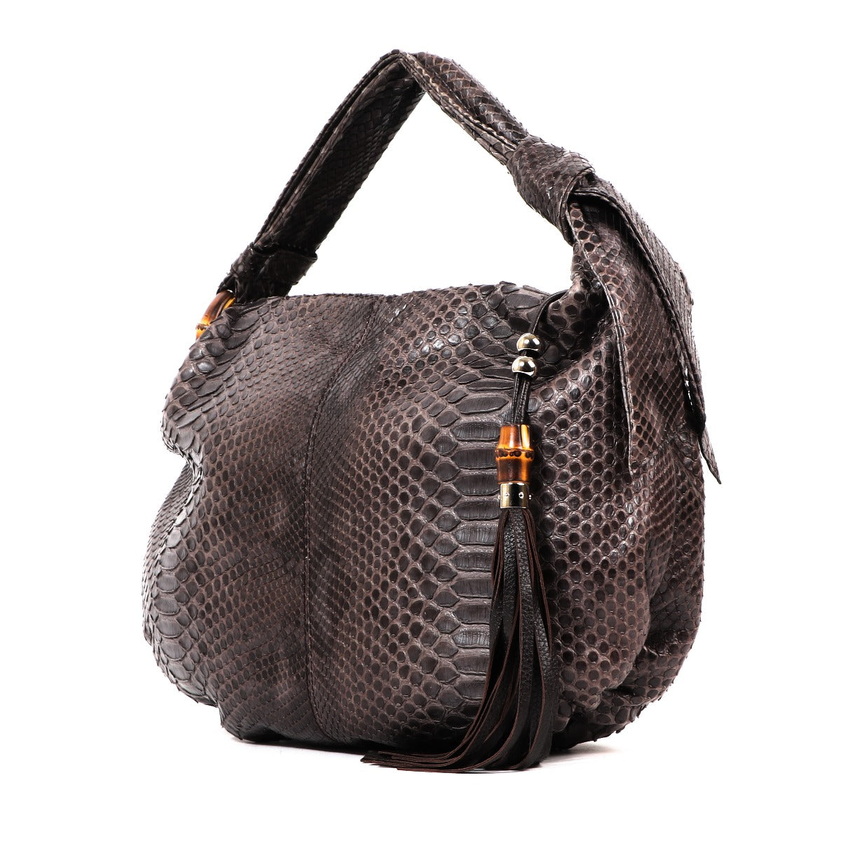Buy an authentic second-hand Gucci Python Bamboo Shoulder Bag in very good condition at Labellov in Antwerp.