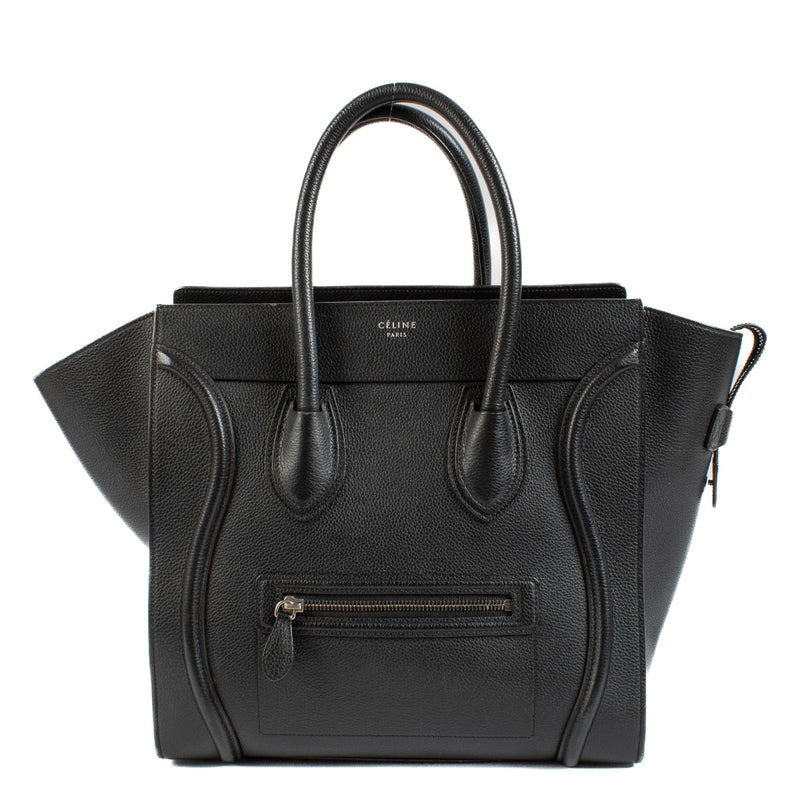 Celine Black Drummed Calfskin Mini Luggage Bag