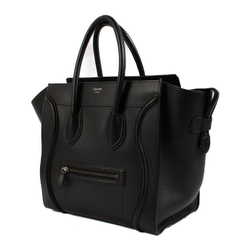 Celine Zwarte Trommelvormige Kalfsleren Mini Luggage Tas
