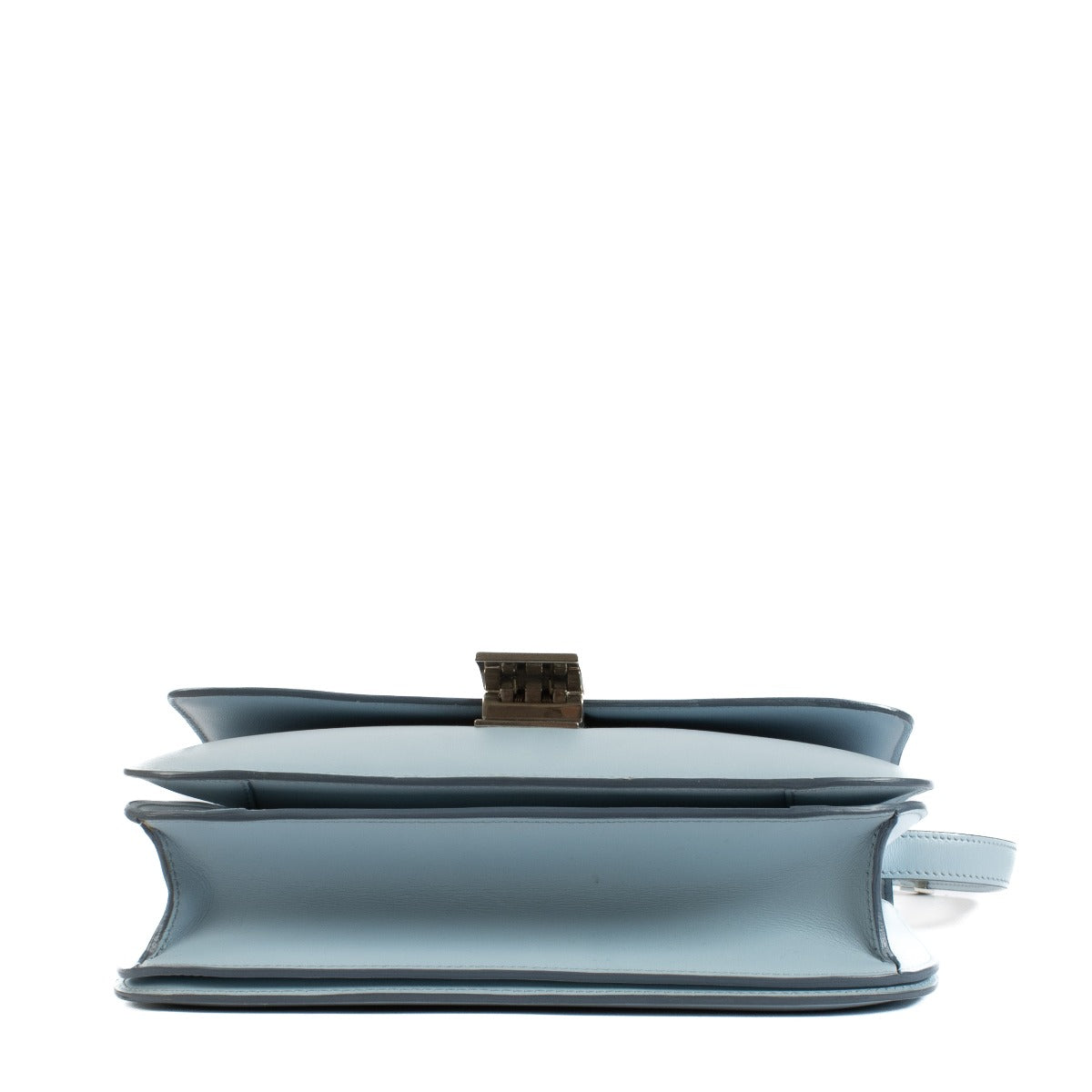 Sac Classique Box moyen en veau brillant bleu bébé Celine