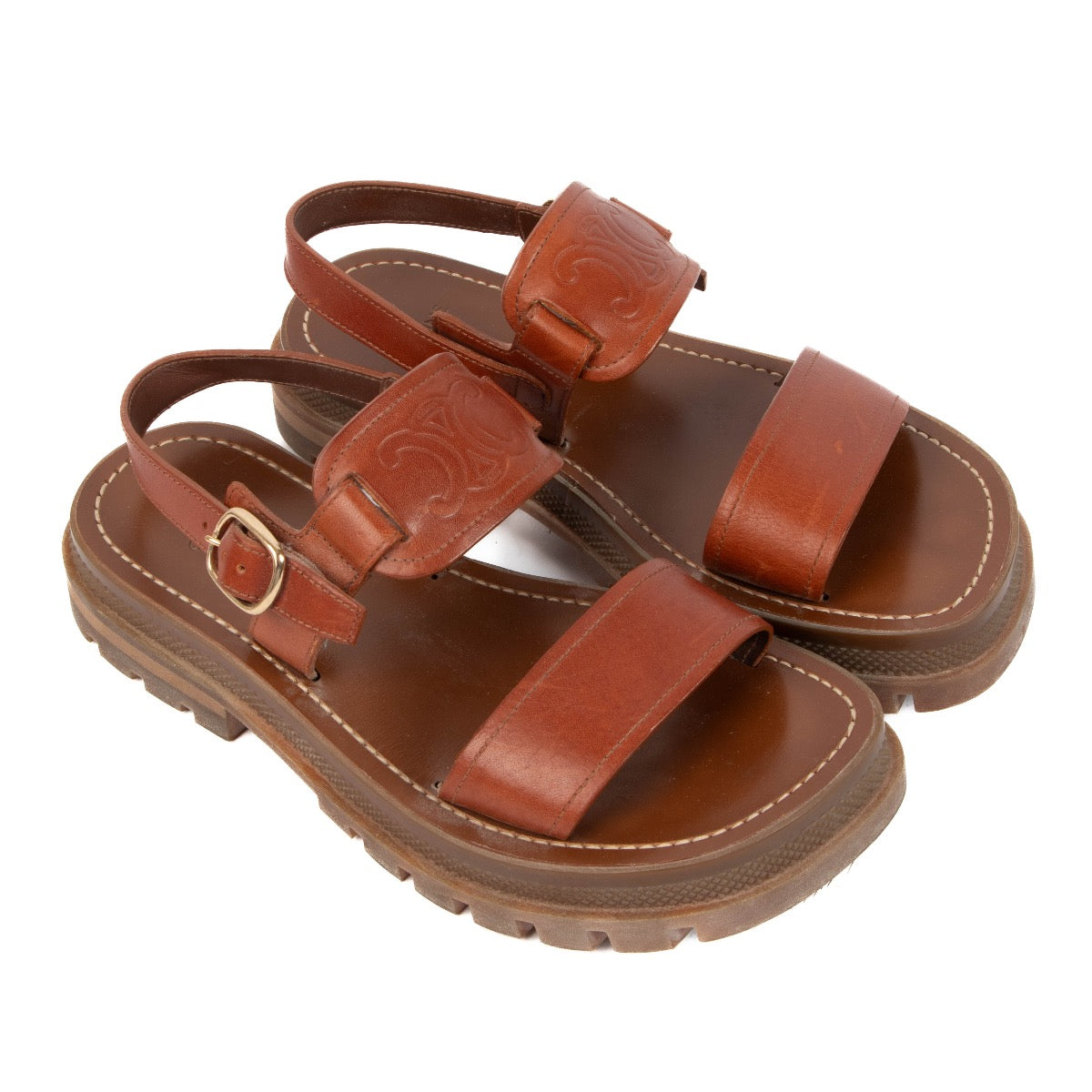Buy a verified second-hand Celine Vegetal Tanning Tan Calfskin Leather Clea Triomphe in very good condition at Labellov Antwerp, Brussels, Knokke