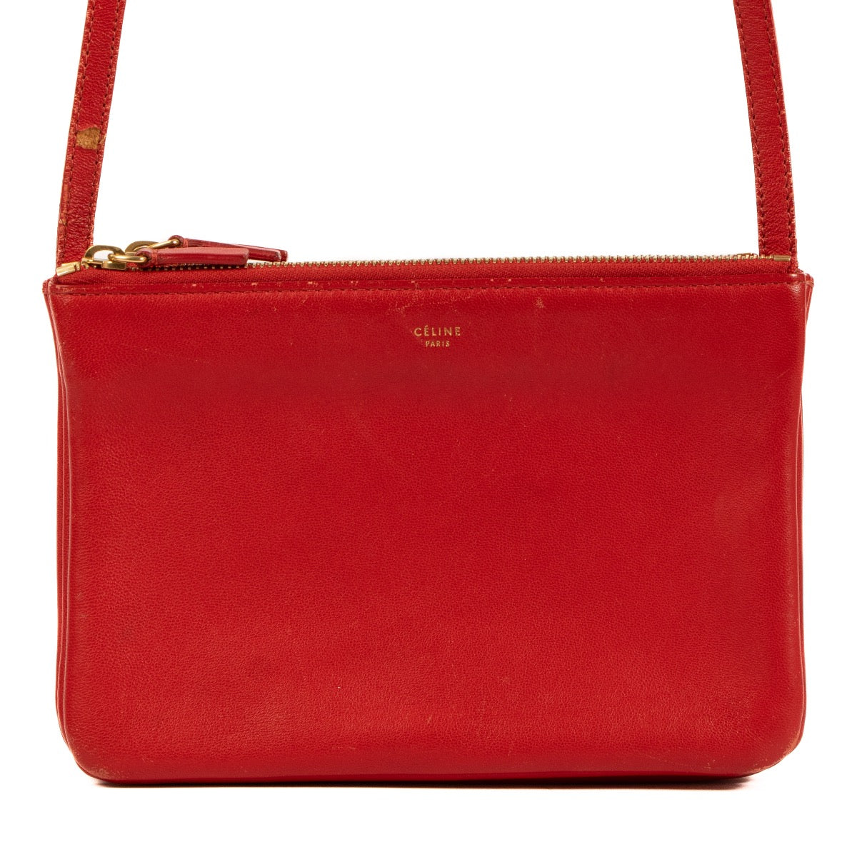 Buy a 100% authentic Celine Raspberry Leather Trio Bag on LabelLov.com