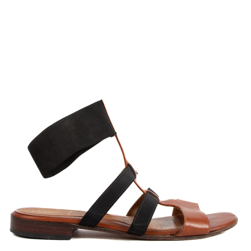 Fendi Brown Flat Roman Sandals