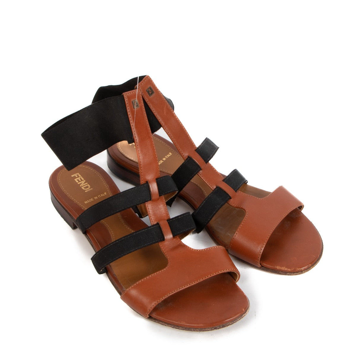 Fendi Brown Flat Roman Sandals