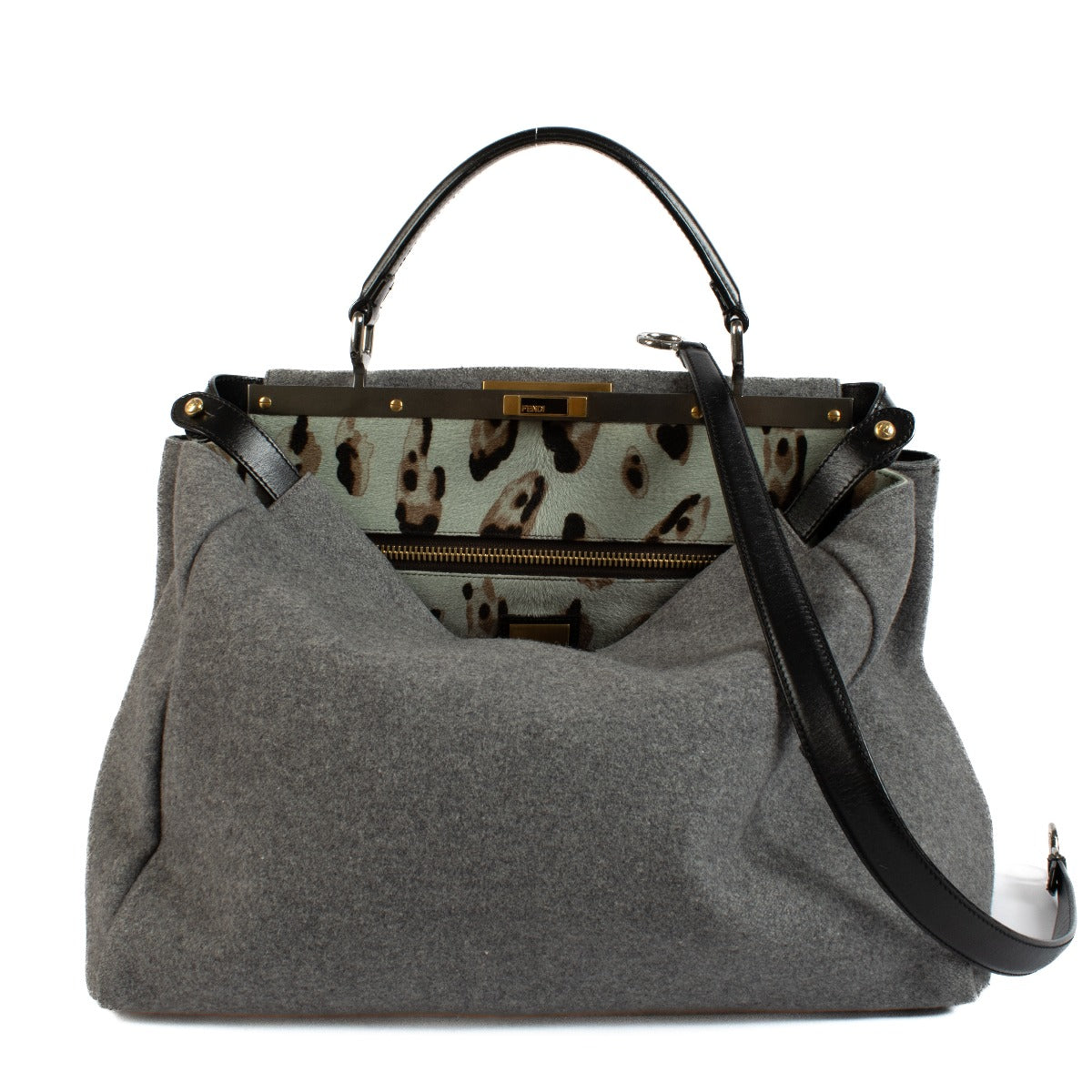 Fendi Gray Felt Large Peekaboo Bag