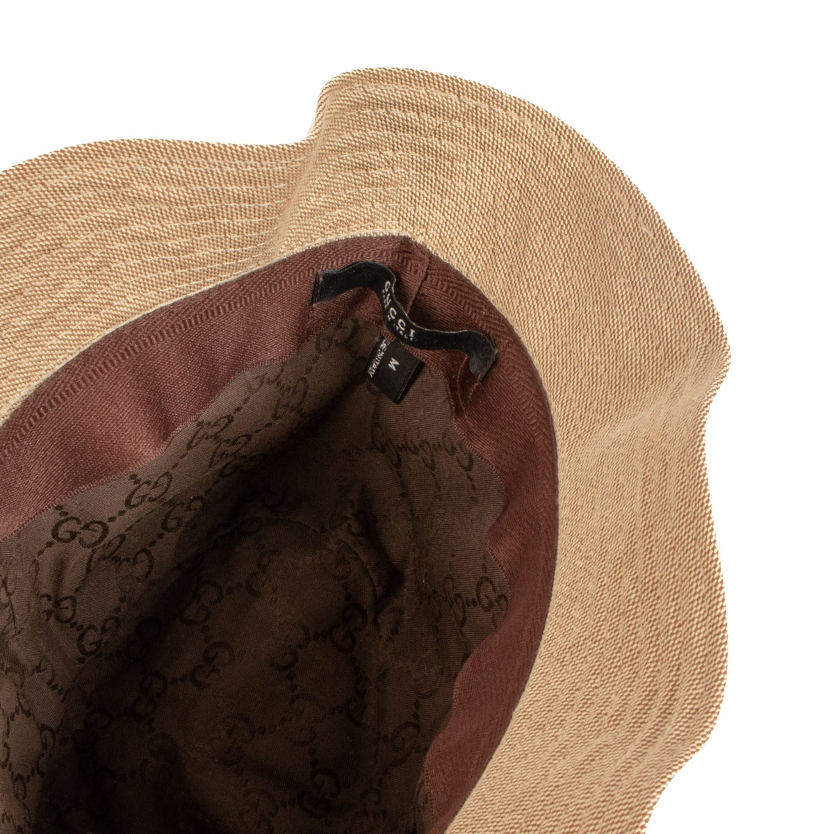 Gucci Beige Canvas Web Bucket Hat - Size M