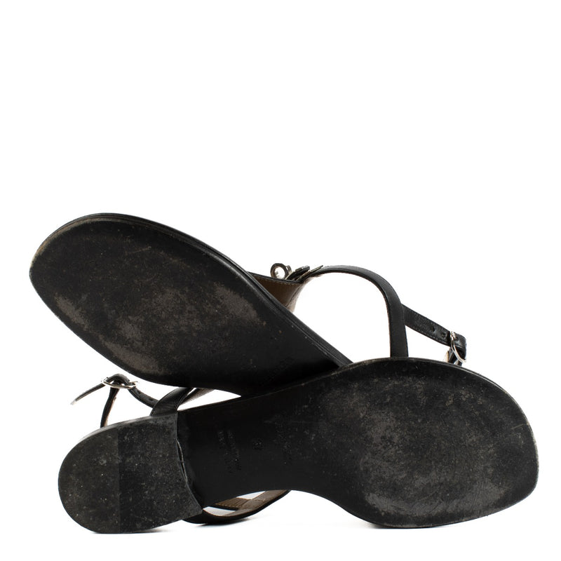 Hermès Zwarte Olivia Platte Sandalen - Maat 37
