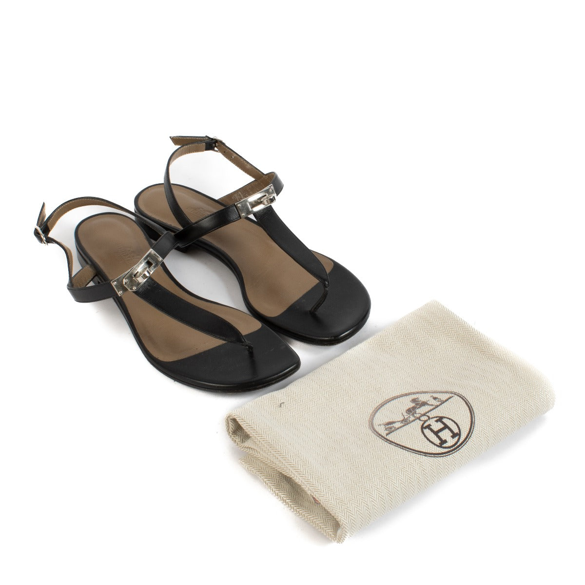 Hermès Black Olivia Flat Sandals