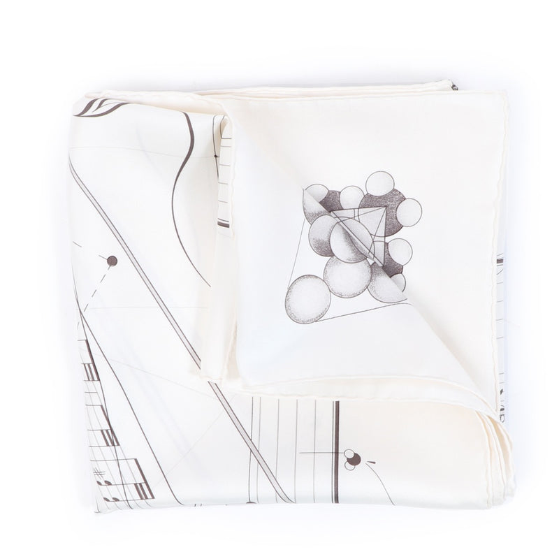 Hermès White La Musique des Spheres Silk 90 Scarf