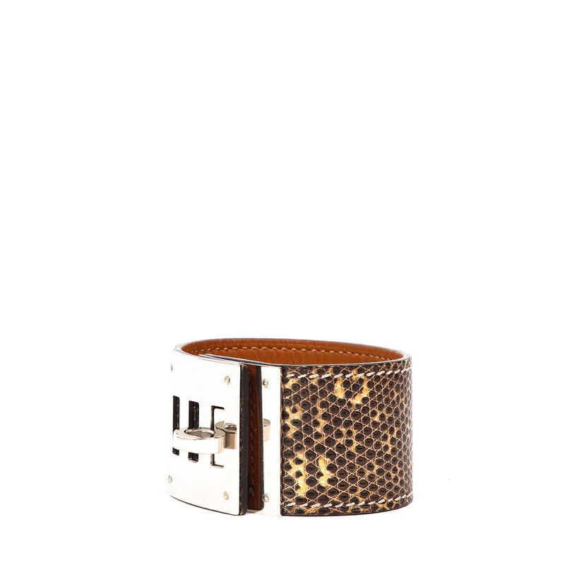 Hermès Natural Lizard Kelly Dog PHW Bracelet