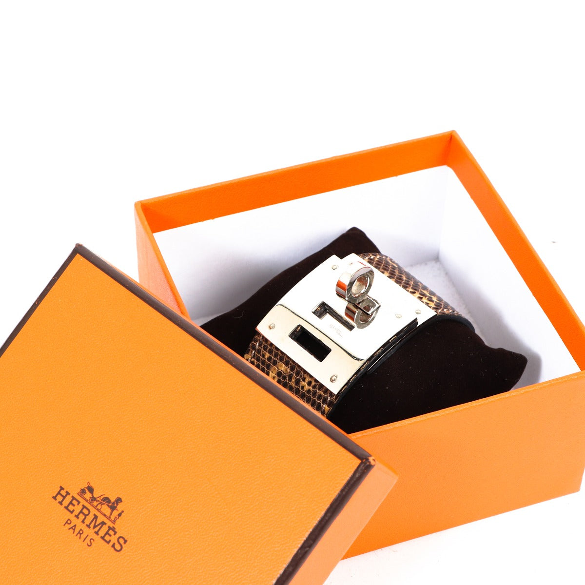 Hermès Natural Lizard Kelly Dog PHW Bracelet