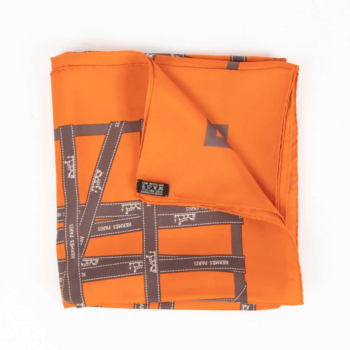 Hermès Orange Ribbon Silk Scarf 90