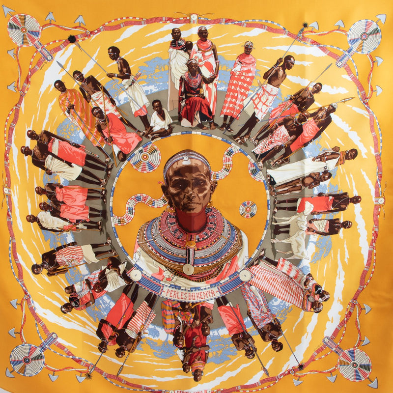 Buy an authentic Hermès Orange Perles Du Kenya Silk Scarf on LabelLov.com