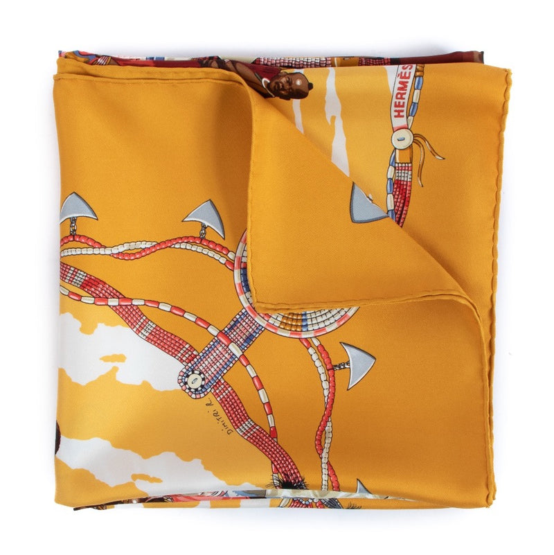 Hermès Orange Perles Du Kenya Silk Scarf