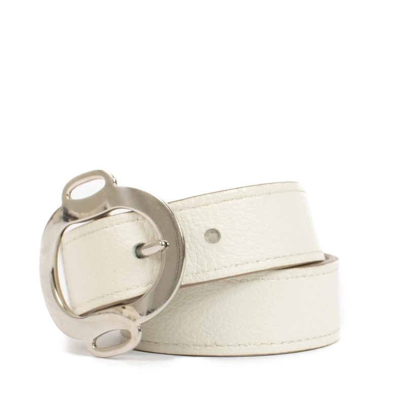 Hermès White/Gris Perle Evercolor Boucle Double Tour Bracelet