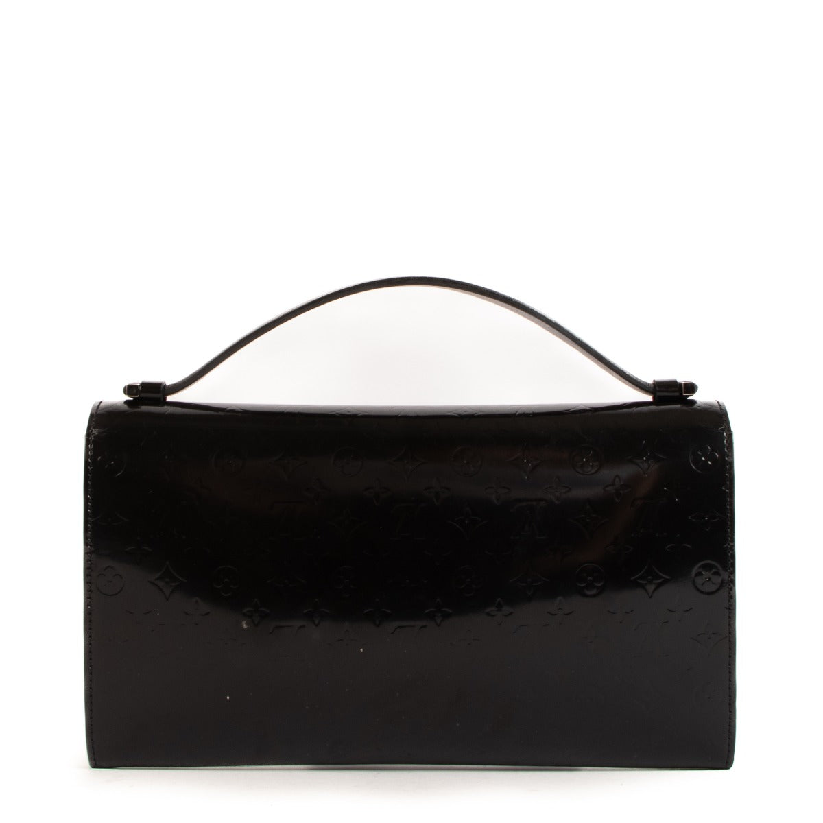 Shop safe online at Labellov in Antwerp, Brussel, Knokke this 100% authentic second hand Louis Vuitton Black Monogram Glacé Anouchka Clutch