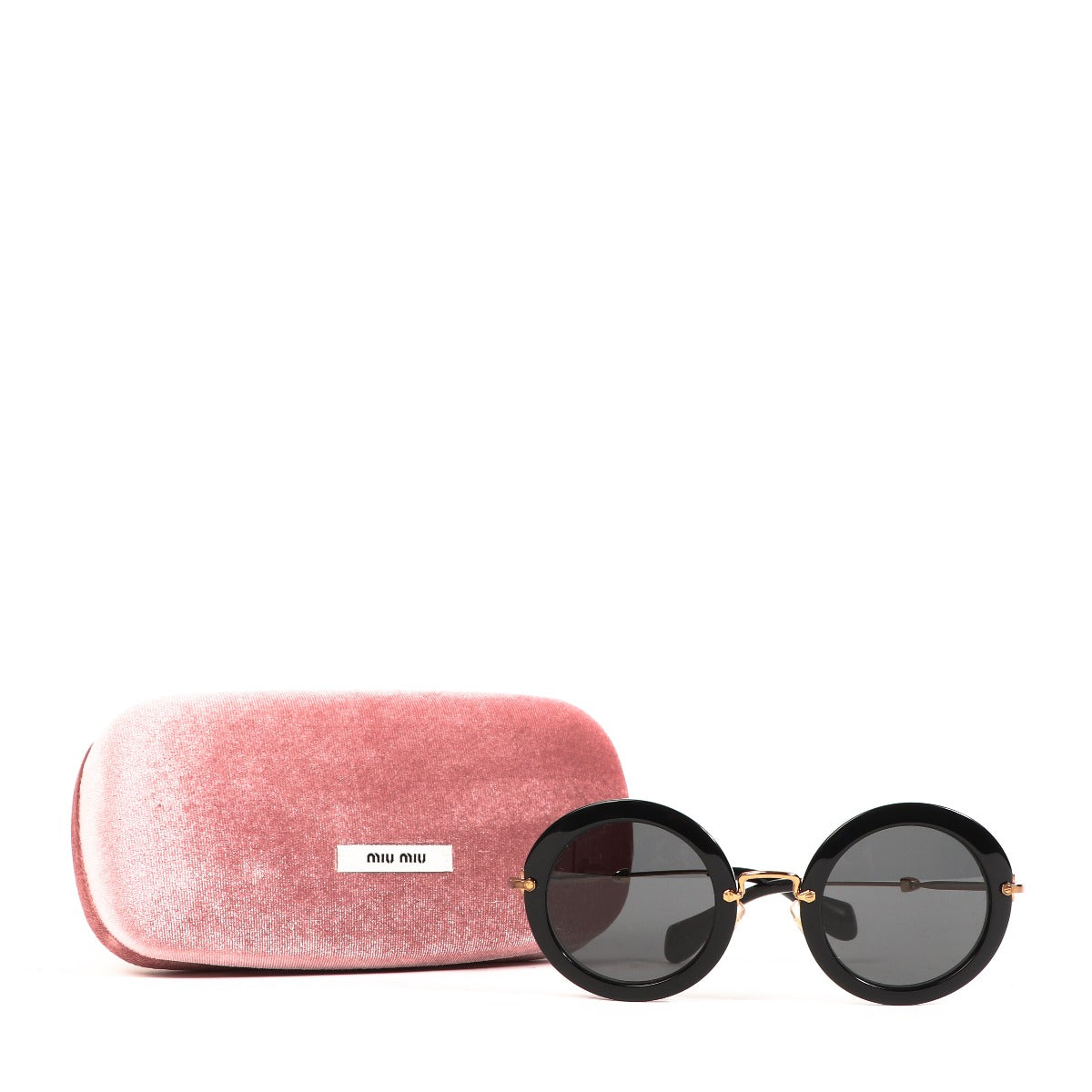 Miu Miu Ronde Zwarte Zonnebril