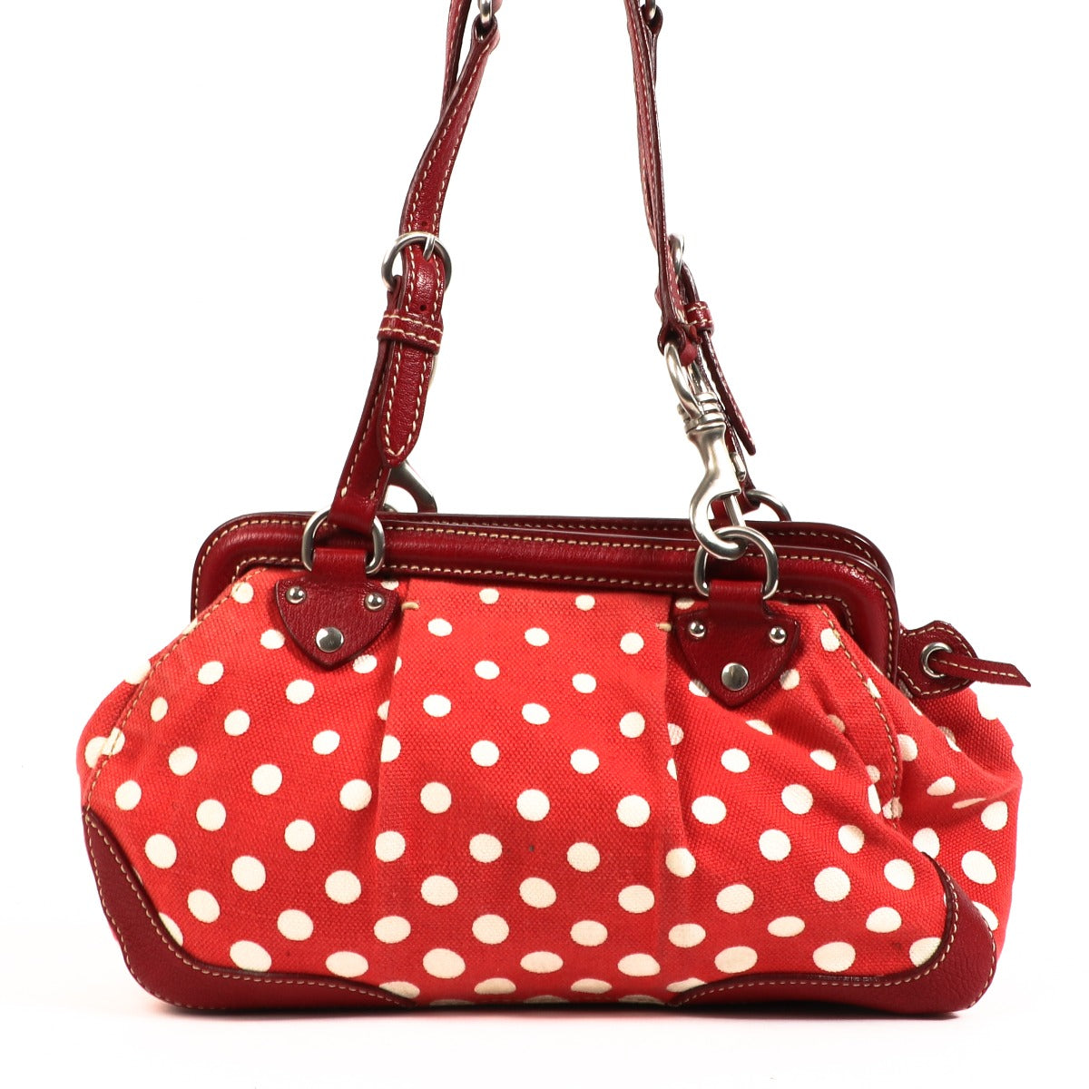 Sac bandoulière Miu Miu Papavero Latte en coton pois avec cadre