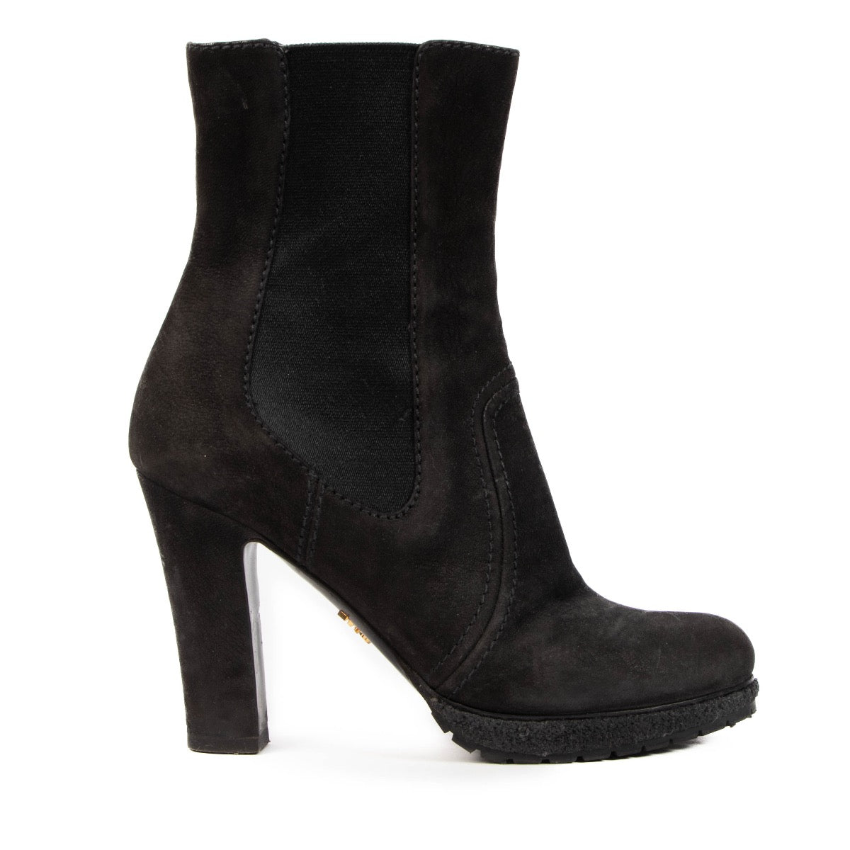 Buy a verified second-hand Prada Black Suede Boots - Size 37 in very good condition at Labellov Antwerp, Brussels, Knokke
