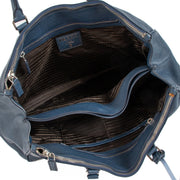 Prada Blue Vitello Daino Large Tote Bag