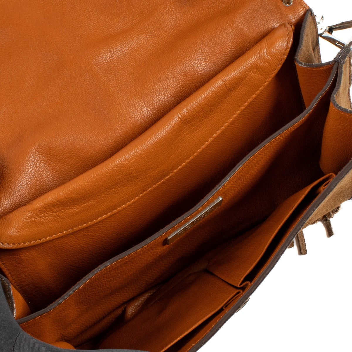 Sac porté épaule Prada Tabacco en daim à franges, petit modèle