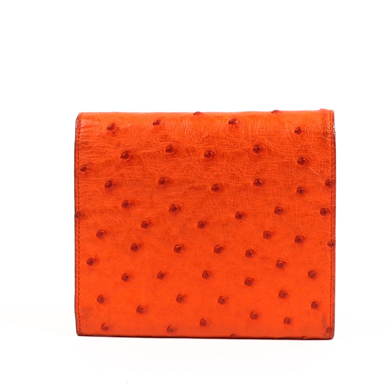 Prada Orange Ostrich Leather Wallet