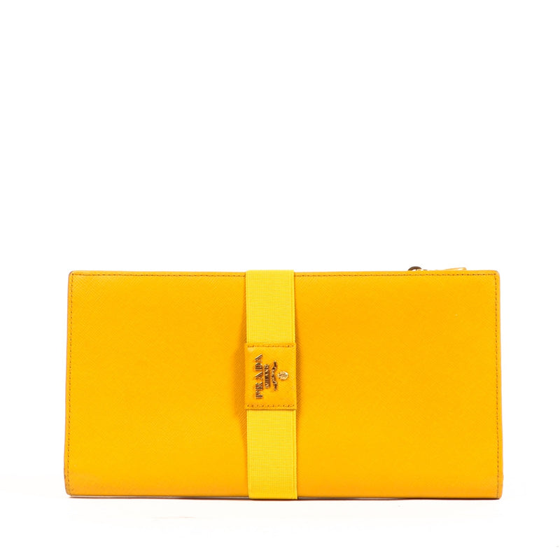 Prada Mimosa Saffiano Metal Leather Wallet