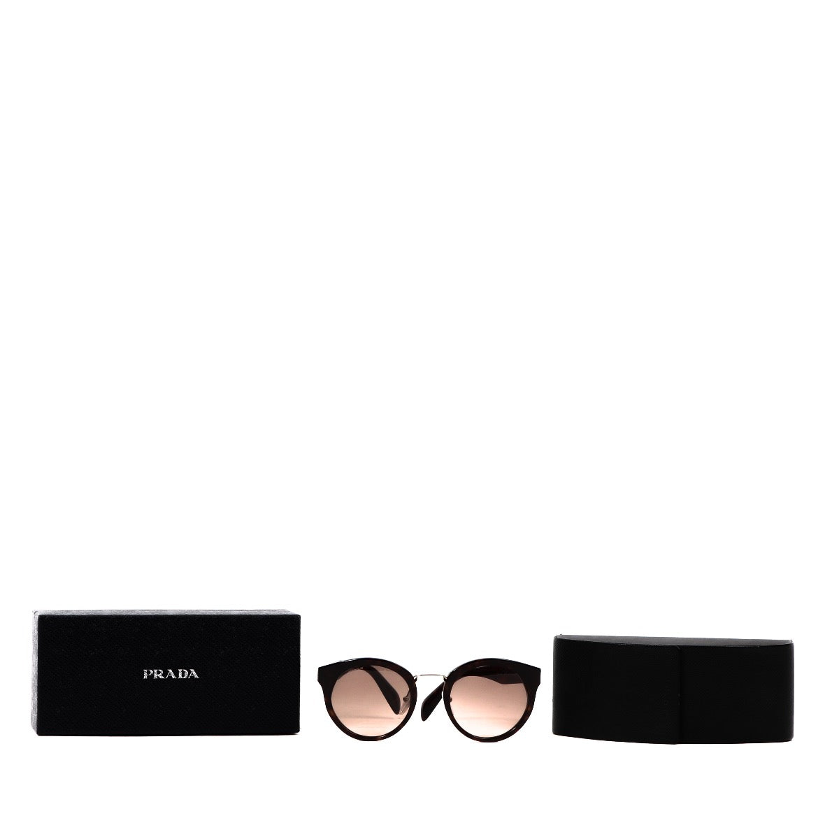 Buy an authentic pair of second hand Prada Round Brown Sunglasses in very good condition at Labellov
