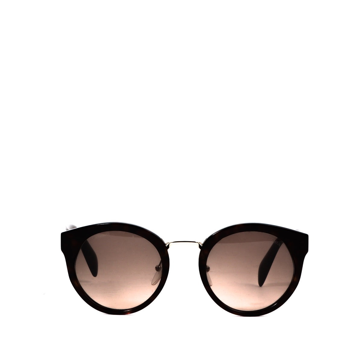 Buy an authentic pair of second hand Prada Round Brown Sunglasses in very good condition at Labellov