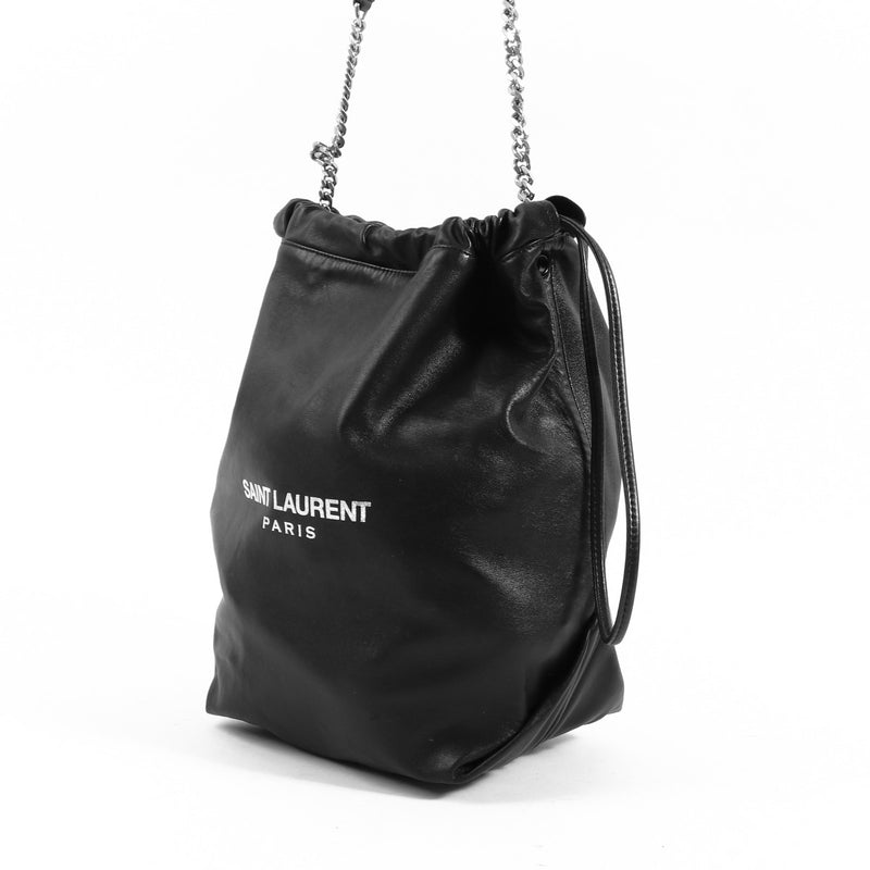 Buy an authentic second-hand Saint Laurent Black Lambskin Bucket Shoulder Bag in very good condition at Labellov in Antwerp.