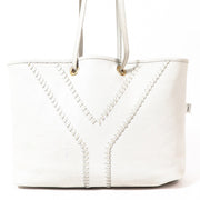 Buy an authentic Yves Saint Laurent White Leather Reversible Tote Bag in preloved condition at Labellov in Antwerp.