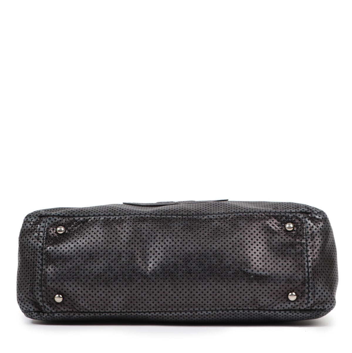 Buy an authentic second-hand Chanel Silver Lambskin Leather Perforated Shoulder Bag in good condition at Labellov in Antwerp.