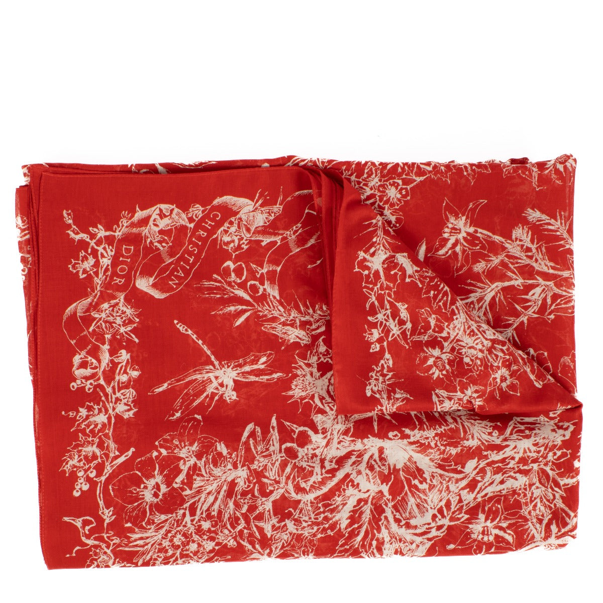 Shop the Christian Dior Red Toile De Jouy Scarf now at Labellov.com.