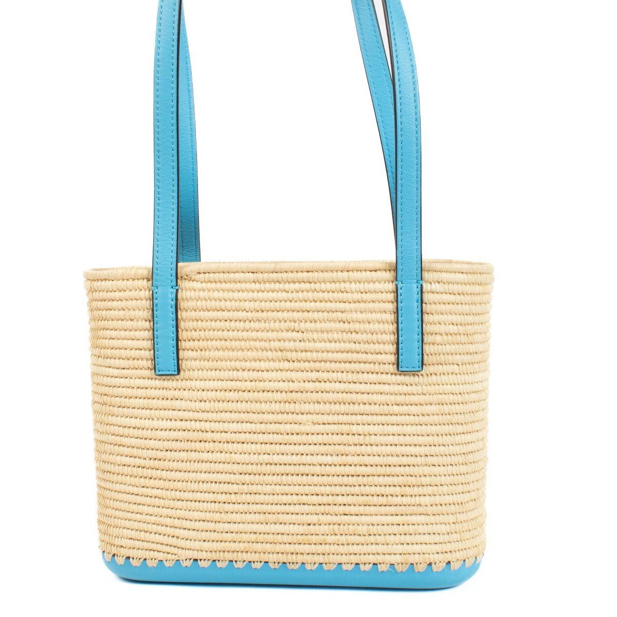 Sac panier carré mini Loewe en raphia bleu
