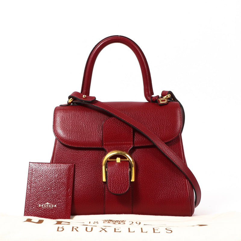 Buy an authentic Delvaux Red Jumping Calf Leather Brillant PM Top Handle Bag in very good condition at Labellov in Antwerp.