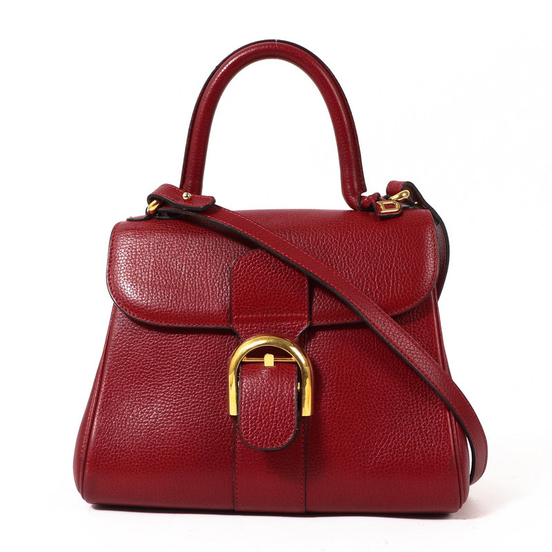 Buy an authentic Delvaux Red Jumping Calf Leather Brillant PM Top Handle Bag in very good condition at Labellov in Antwerp.