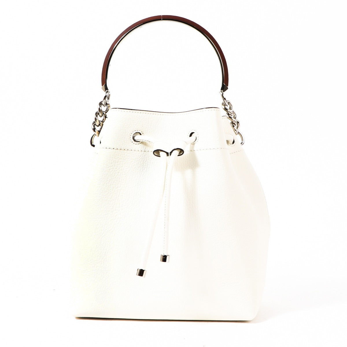 Jimmy Choo White Bon Bon Bucket Bag