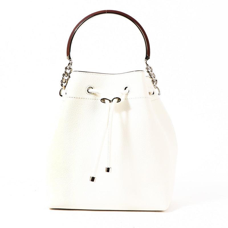 Jimmy Choo White Bon Bon Bucket Bag